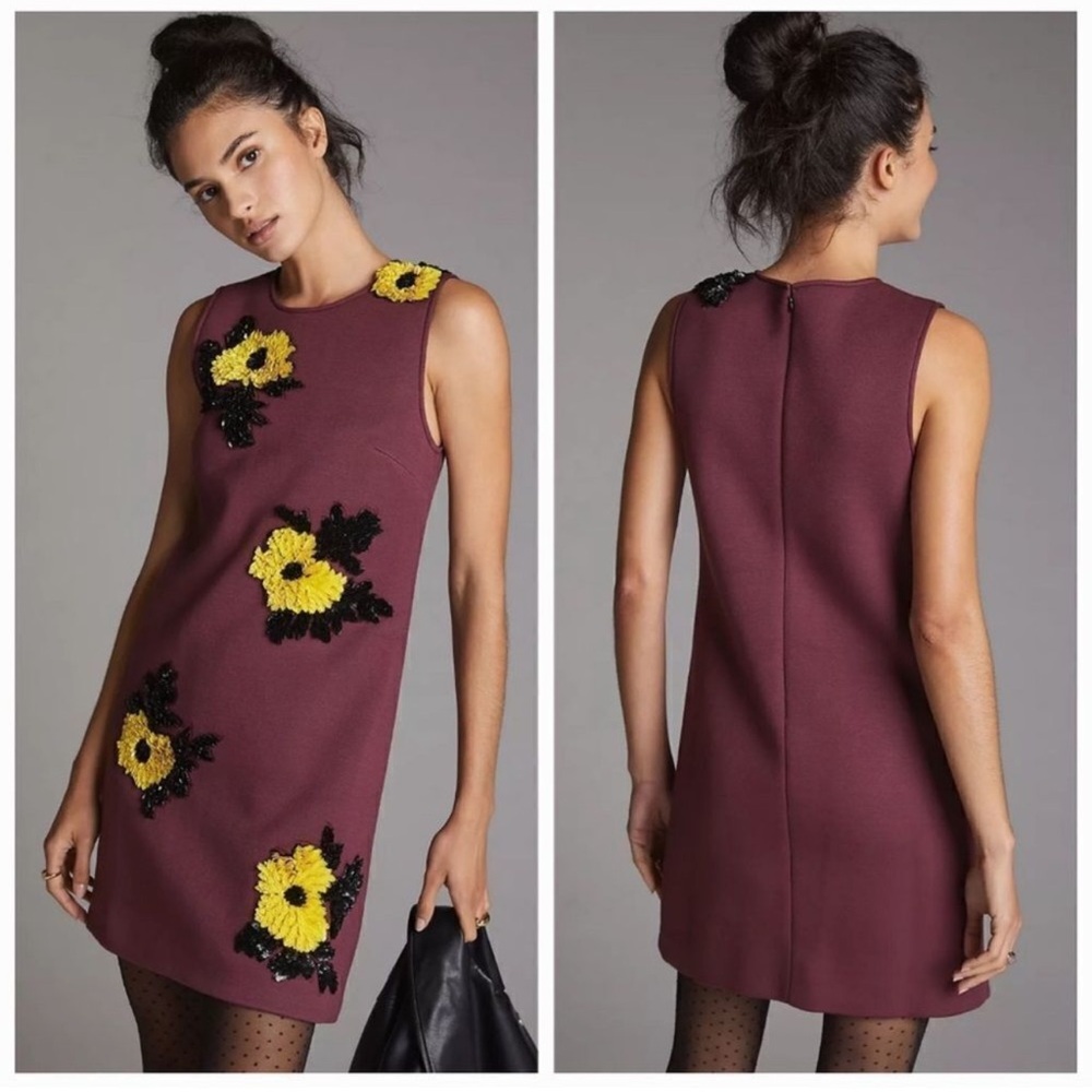 NWT Anthropologie Dhruv Kapoor Sequined Shift Mini Dress - Picture 3 of 12